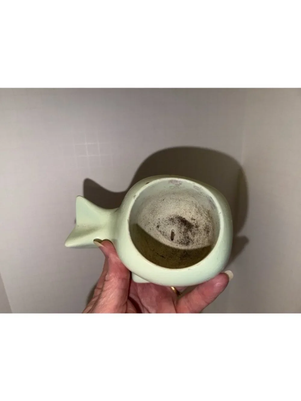Lt Green Whale Pottery Ceramic Vintage Small Friendly Whale Planter Succulent